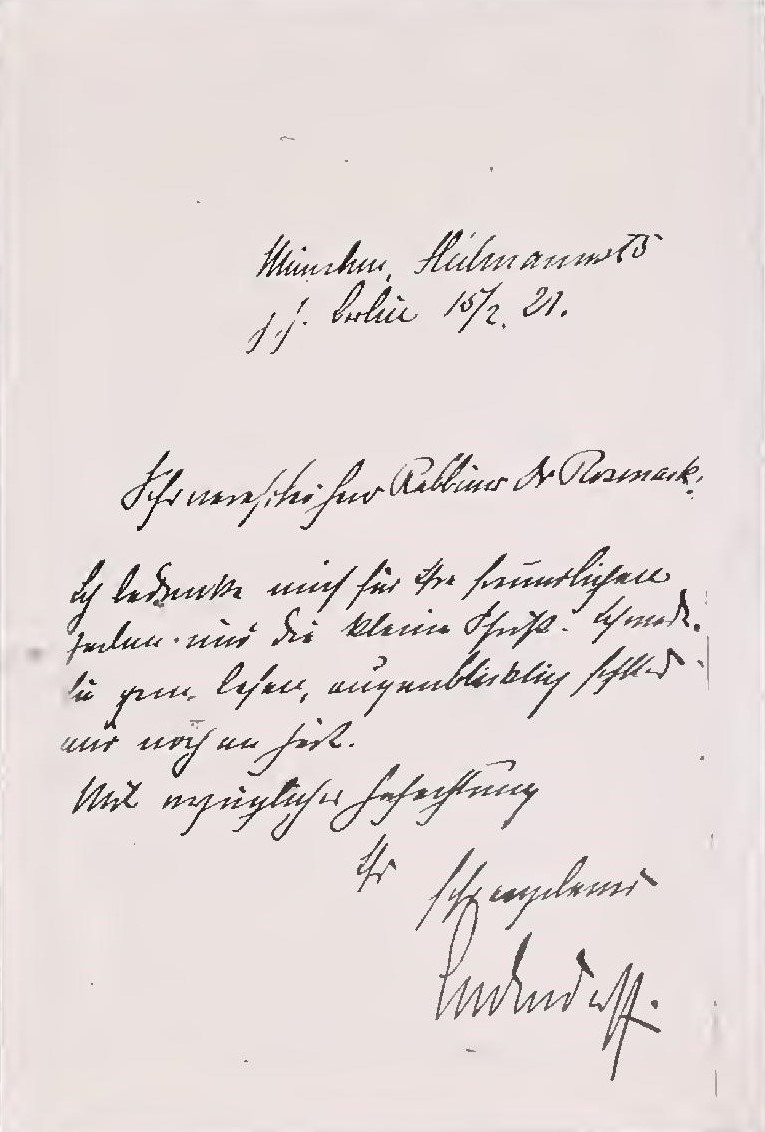 Brief von Erich Ludendorff an Rabbi Leopold Rosenak, 1921